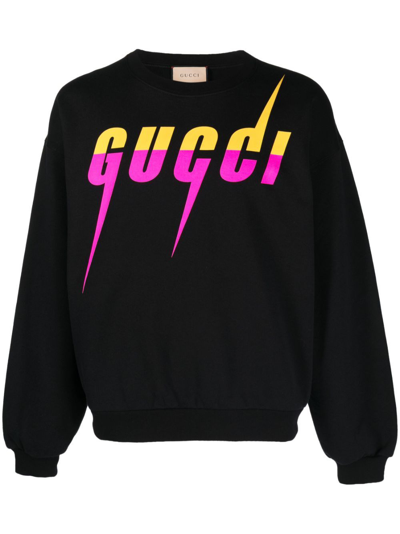 Gucci Blade Logo-print Cotton Sweatshirt In Black