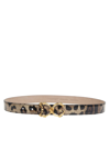 Dolce & Gabbana Leopard Patent Leather Belt With Baroque Logo Buckle In Leo