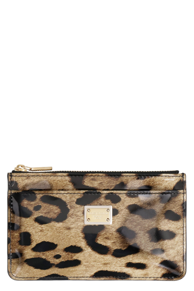 Dolce & Gabbana Printed Leather Card Holder In Animalier