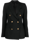 Tagliatore Double-breasted Houndstooth Jacket With Tailored Silhouette In Black