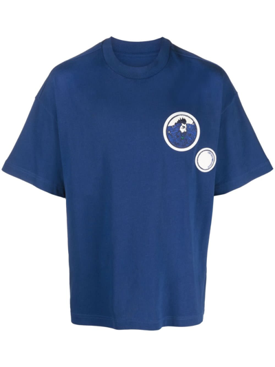 Emporio Armani Logo-patch Cotton T-shirt In Atlantic Blue