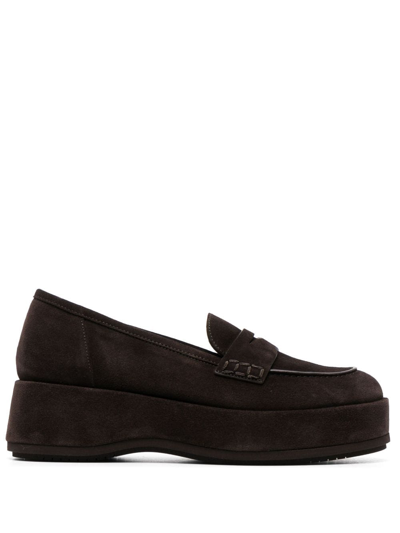 Paloma Barceló Penny-slot Suede Loafers In Brown