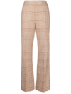 Twinset Plaid-check Flared Trousers In Dis Check Snow Burnt