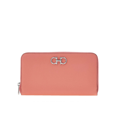 Ferragamo Salvatore  Logo Leather Wallet In Pink