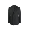 Prada Logo-patch Single-breasted Blazer In Gray