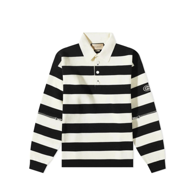 Gucci Black And White Striped Polo Shirt