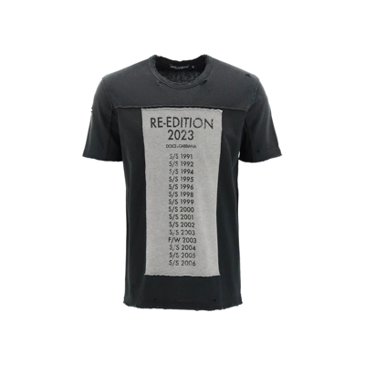 Dolce & Gabbana Printed Cotton T-shirt In Grey