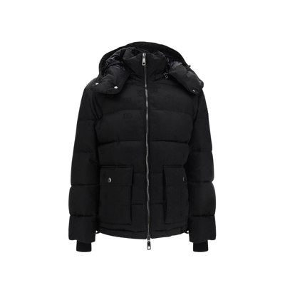 Dolce & Gabbana Logo-jacquard Hooded Jacket In Black