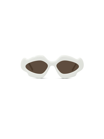 Loewe Flame Acetate Oval Sunglasses In White