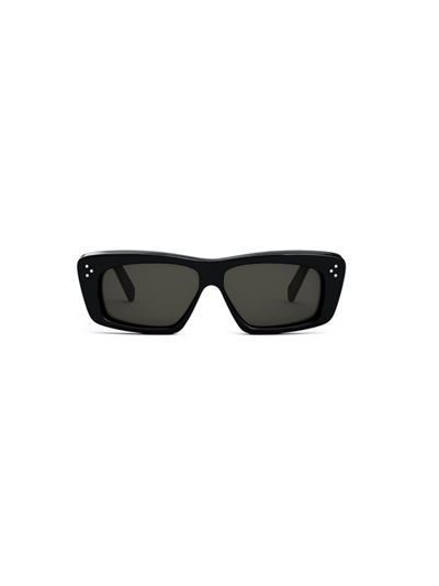 Celine Men's Bold 3 Dots 51mm Cat-eye Sunglasses In Shiny Black Smoke