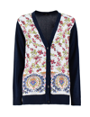 Etro Grape-print Cotton-blend Cardigan In Blu