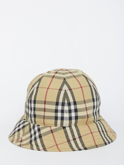 Burberry Women Signature Check Bucket Hat In Cream