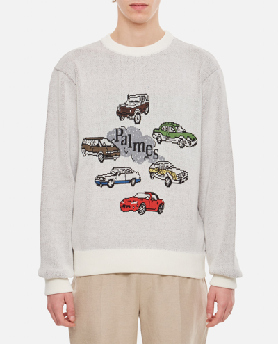 Palmes Intarsia Logo-knit Jumper In White