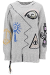 Stella Mccartney Stella Mc Cartney Folk Artwork Alpaca Sweater In Multicolor 1 (grey)