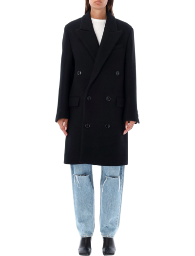 Ami Alexandre Mattiussi Double-breasted Wool Coat In Black
