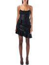 Alessandra Rich Strapless Ruffled Mini Dress In Black