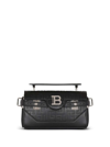 BALMAIN BLACK HANDBAG WITH MAGNETIC B CLOSURE AND ALL-OVER MONOGRAM IN GRAINY LEATHER MAN