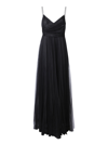 Fabiana Filippi Pleated Tulle Long Black Dress In Black
