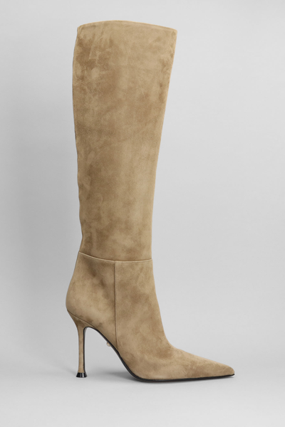 Alevì Raja 95 High Heels Boots In Taupe Suede