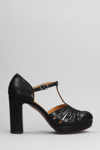 CHIE MIHARA YEILO PUMPS IN BLACK LEATHER