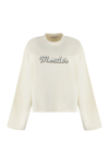 Moncler Logo-embroidered Cotton Sweatshirt In White