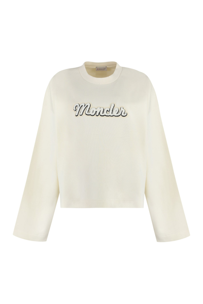 Moncler Printed Cotton-blend Sweatshirt In White