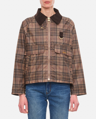 Barbour Tartan Eddleston Wax Jacket In Brown