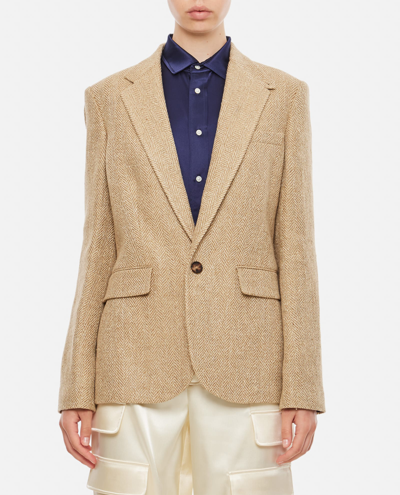Polo Ralph Lauren Kayli Single-breasted Linen Jacket In Tan Brown