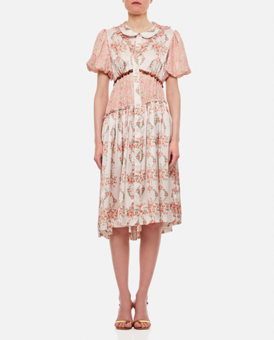 Simone Rocha Patchwork Floral Midi Dress In Pink