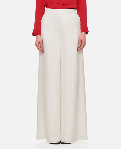 Ralph Lauren Elaine Full Length Silk Trousers In White