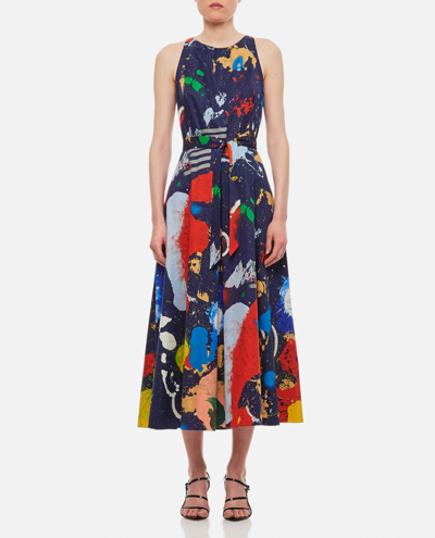 Ralph Lauren Renshaw Paint Splatter Midi Dress In Multicolor