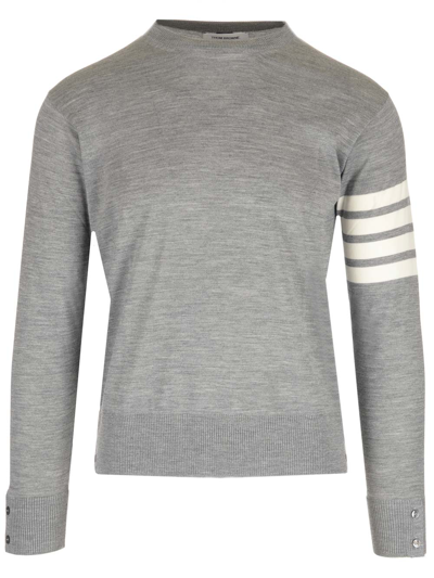 THOM BROWNE GREY MERINO WOOL SWEATER