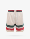 Gucci Logo Embroidered Wed Striped Bermuda Shorts In Cream