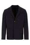Prada Structured Cotton Blazer With Notch Lapels In Blue