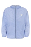 Prada Striped Collar Windbreaker With Elasticated Cuffs And Hem In Multicolor