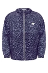 Prada Chest Placement Patterned Lightweight Windbreaker In Blue