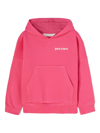 Palm Angels Logo-print Cotton Hoodie In Fuchsia White