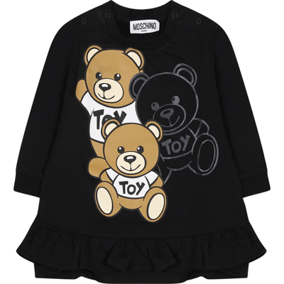 Moschino Black Dress For Baby Girl With Teddy Bears