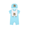 MOSCHINO LIGHT BLUE SET FOR BABY BOY WITH TEDDY BEAR AND LOGO