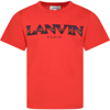 LANVIN RED T-SHIRT FOR KIDS WITH LOGO