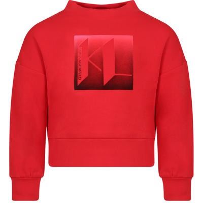 Karl Lagerfeld Kids' Logo-print Cotton-blend Sweatshirt In Red