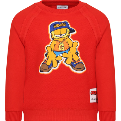 Little Marc Jacobs Kids' Red Sweatshirt For Boy With Printed Garfield