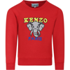 Kenzo Logo-embroidered Crew-neck Sweatshirt In Red