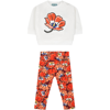 KENZO WHITE SUIT FOR BABY GIRL WITH POPPIES