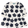 KENZO WHITE DRESS FOR BABY GIRL WITH LOGO AND FLOWERS