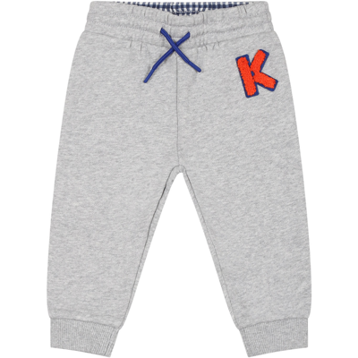Kenzo Grey Trousers For Baby Boy With Logo