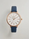 Frank + Oak Breda Joule Watch in Blue Leather/Rose Gold,98780