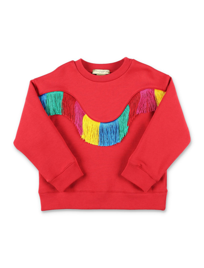 Stella Mccartney Kids' Rainbow Fringed Sweatshirt In Red