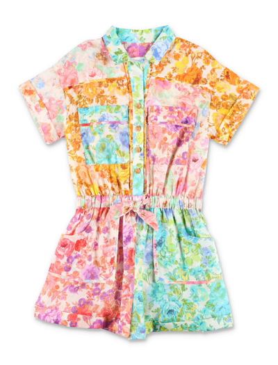 Zimmermann Kids' Floral-print Cotton Jumpsuit In Spliced
