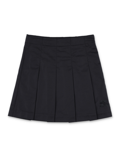 Burberry Kids' Pleated Cotton Mini Skirt In Black